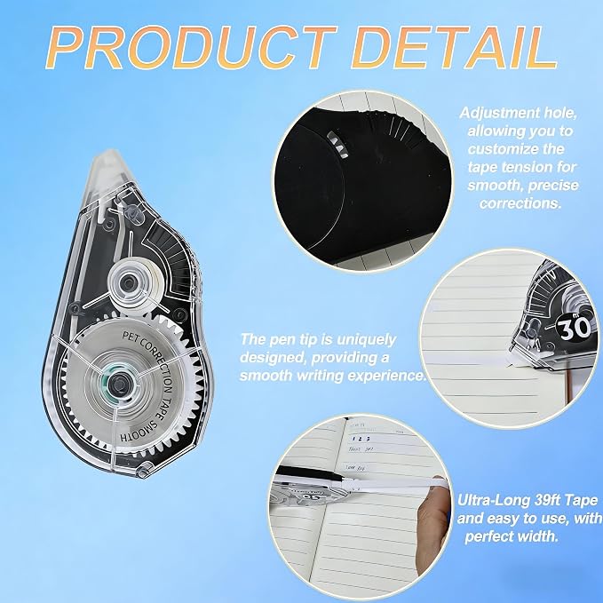 White Correction Tape, Correction Easy to Use Applicator - Image 3