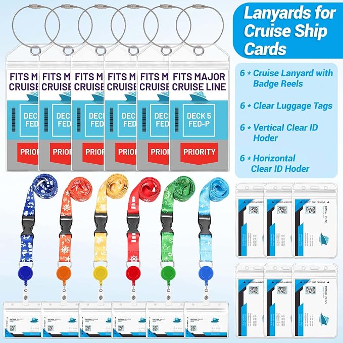 Cruise Lanyards, 6 Pack Waterproof Cruise Luggage Tags - Image 2