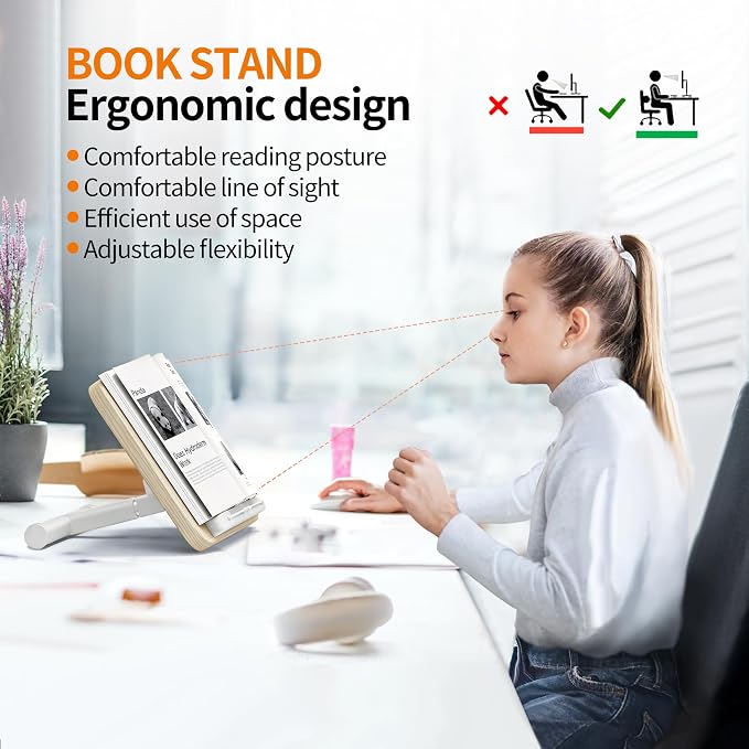 NAMON 2-in-1 Dual-use Floor & Desktop Book Stand, Sturdy Metal & Wood Build - Image 5