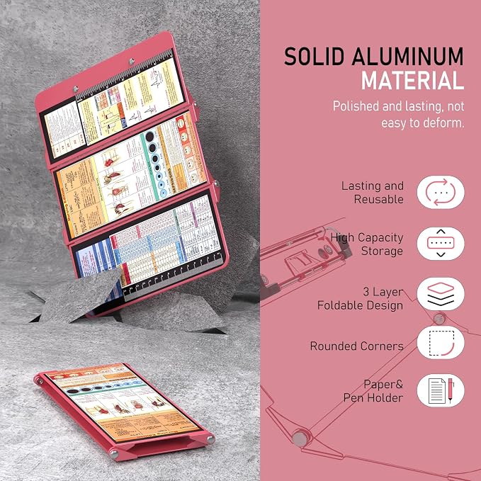 Nursing Clipboard Foldable, Foldable Clipboard w/Nursing Edition Cheat Charts - Image 3