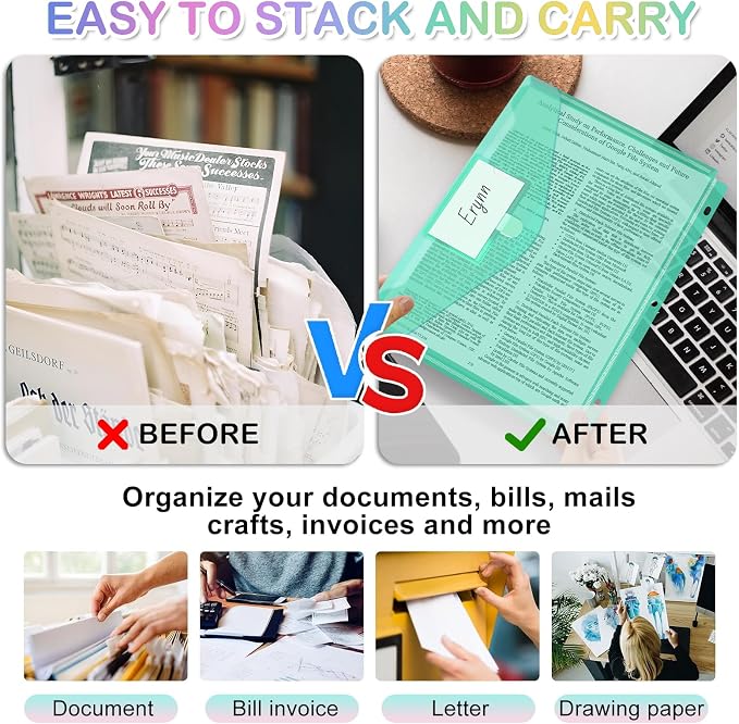 Nicecho Binder Pocket, 10 Pack Super Heavyweight Plastic Folders - Image 5