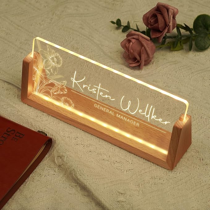 Custom Name Plate for Desk, Personalized Light Up Acrylic Desk Name Plate - Image 3