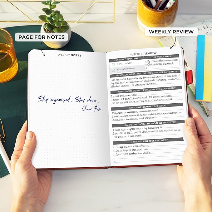 Clever Fox Daily Planner – Undated Planning Notebook with Hourly Schedule & To-Do List – Personal Day Task & Work Organizer, 6 Months (Red)-DeskLoop Office