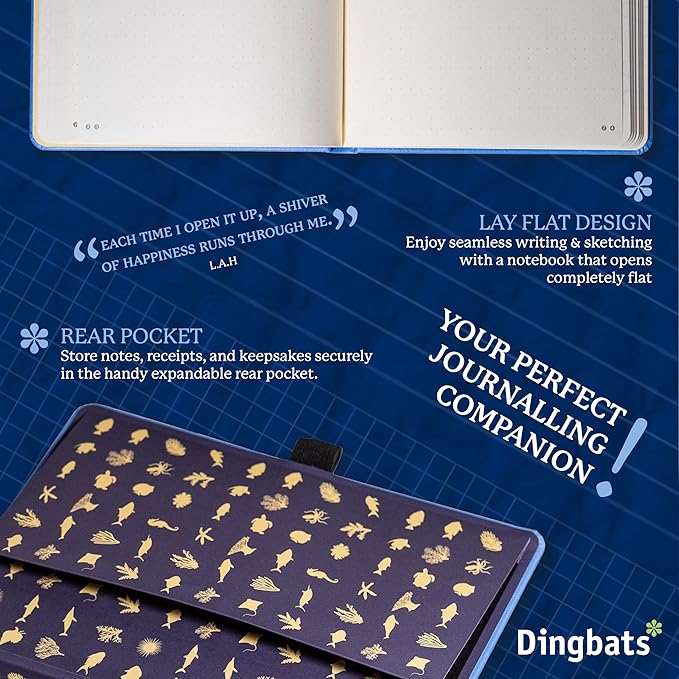 Dingbats* Earth Dotted Writing Journal Notebook A5 - Vegan Leather Hardcover - Ideal for Work, Travel - Pocket, Elastic Closure & Bookmark-DeskLoop Office