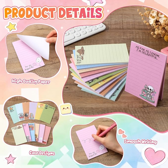 12 Pack Funny Notepads, 5x3 Inches Sarcastic Note Pads Memo Fun Office Gifts - Image 3