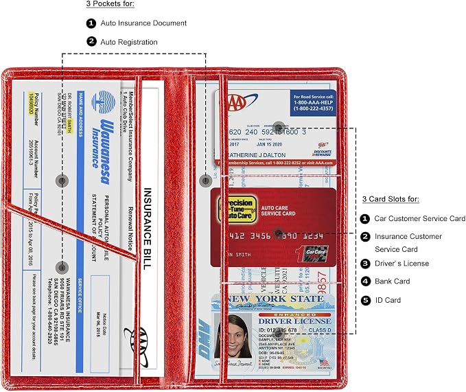 TOURSUIT Car Registration and Insurance Card Holder, Vehicle License Document - Image 2