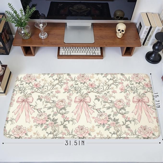 Floral Desk Mat Vintage Chinoiserie Large Mouse Pad Coquette Aesthetic Office - Image 3