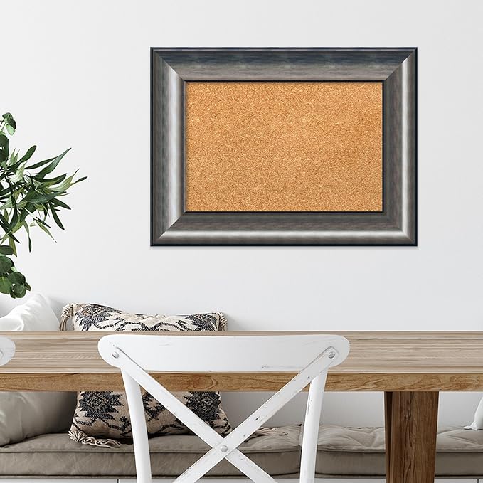 Amanti Art Natural Cork Board for Wall, 18x24 Vision Board with Silver Wood Frame, Small Corkboard Office Decor for Home Organization, Casual Corkboard Pinboard to Display Items for Home Organization-DeskLoop Office