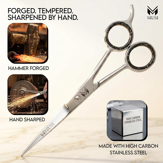MUSI Hair Cutting Scissors 6.5" – Professional Razor-Sharp Barber Scissors - Image 9