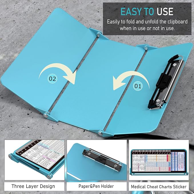 Nursing Clipboard Foldable, Foldable Clipboard w/Nursing Edition Cheat Charts - Image 5