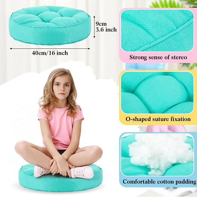 Juexica 8 Pcs Floor Cushions for Kids Floor Pillows Flexible Seating Cushions - Image 2