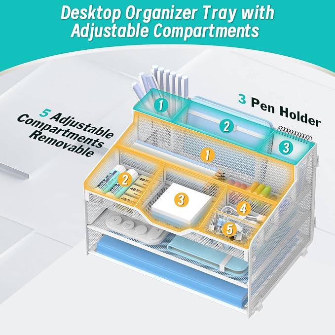 3 Tier Mesh Desk Organizer - Image 5