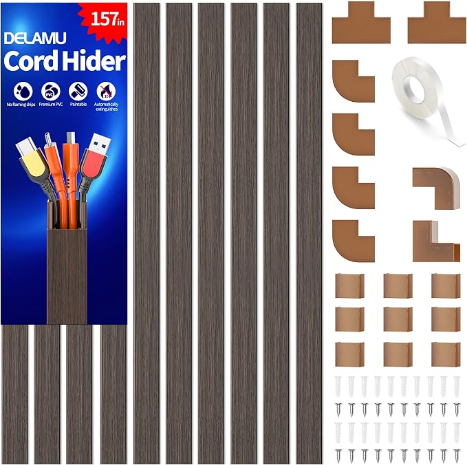 Delamu 157in Cord Hider Wall, TV Cable Hider Cord Covers by DELAMU