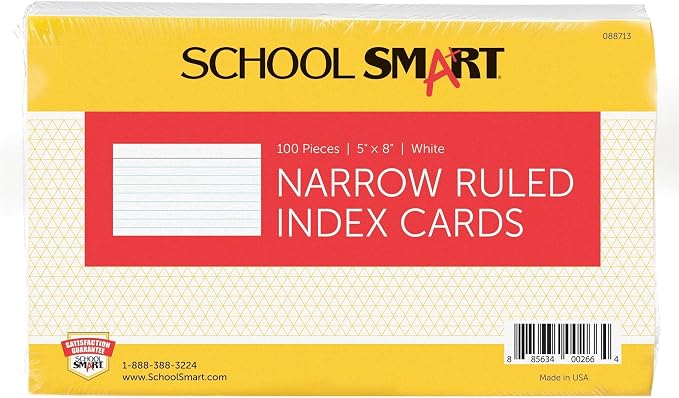 School Smart Ruled Index Cards, 5 x 8 Inches by SchoolSmart
