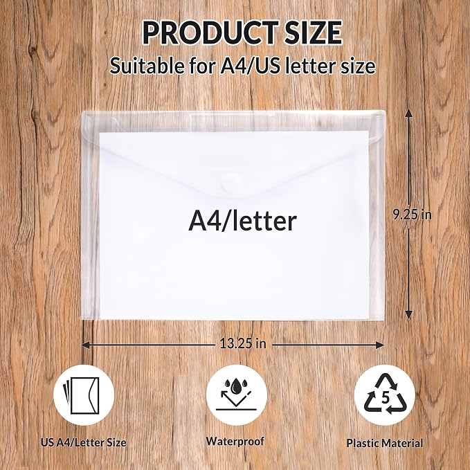 SUNEE 12 Pack Plastic Envelopes, Poly File Folders - Image 3