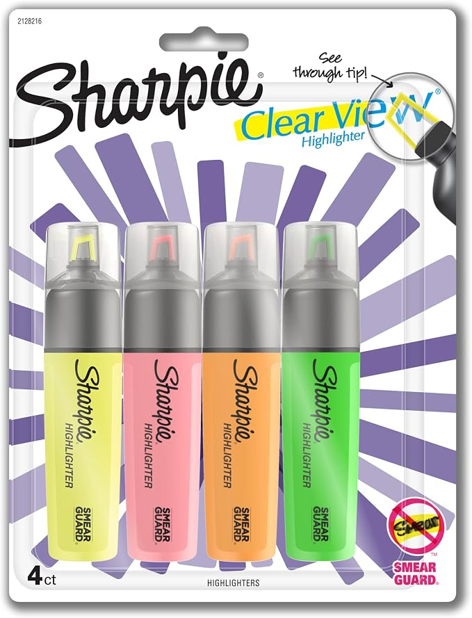 Sharpie Clear View Highlighters, Chisel Tip Highlighter Marker Set, Back to by Unknown