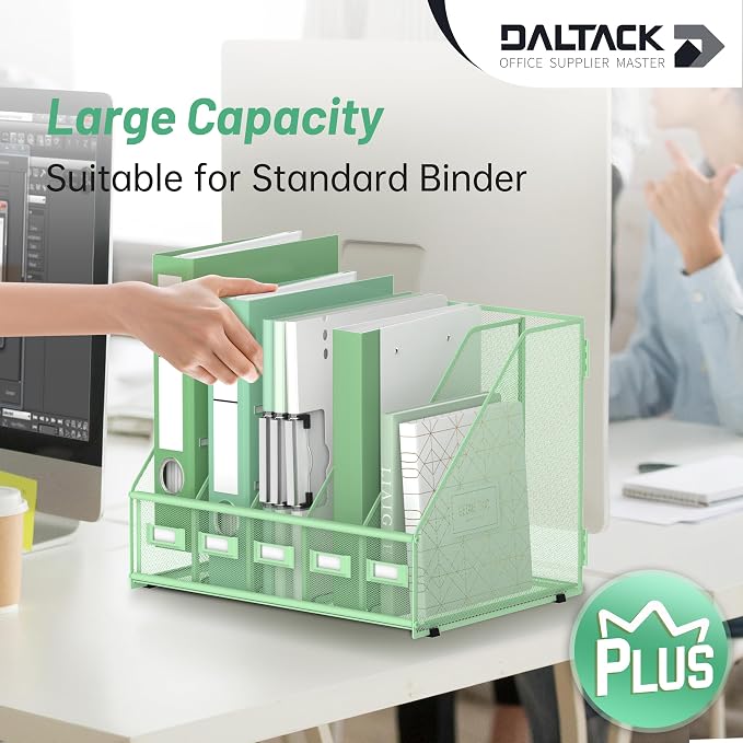 DALTACK 5 Vertical Compartments Magazine File Holder, Binder Organizer - Image 4