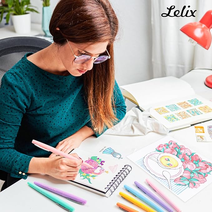 Lelix 30 Colors Felt Tip Pens, Medium Point Pastel Colored Pens, Felt Tip Markers Pens For Journaling, Writing, Note Taking, Planner Coloring, Perfect for Art Office and School Supplies-DeskLoop Office