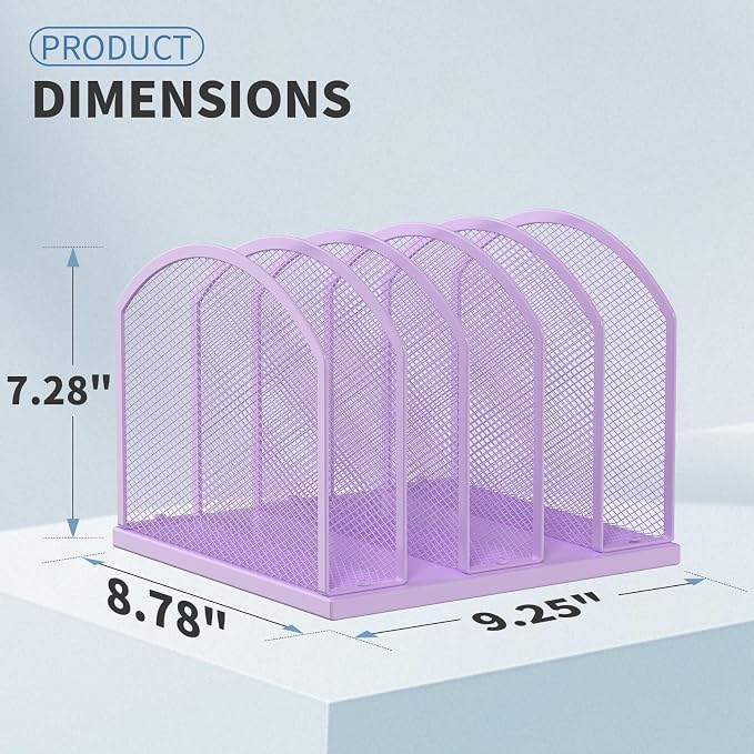 Gawerk 5-Section Vertical Desktop Organizer, 5-Section Mesh File Folder Stand - Image 2