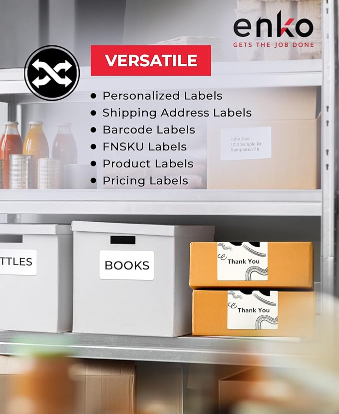 enKo 4" x 3" Labels for Zebra Desktop Printers (48 Rolls, 24,000 Labels) - Direct Thermal Address Mailing Shipping Barcode FBA Stickers FNSKU Labels for Zebra and Eltron (Perforated)-DeskLoop Office