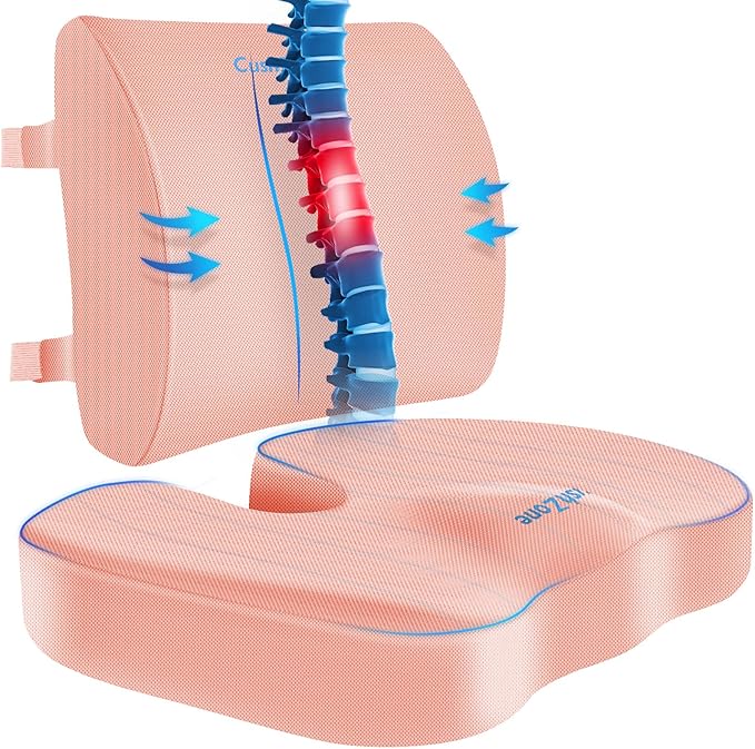 CushZone Ergonomic Seat Cushion & Lumbar Support Pillow by CushZone