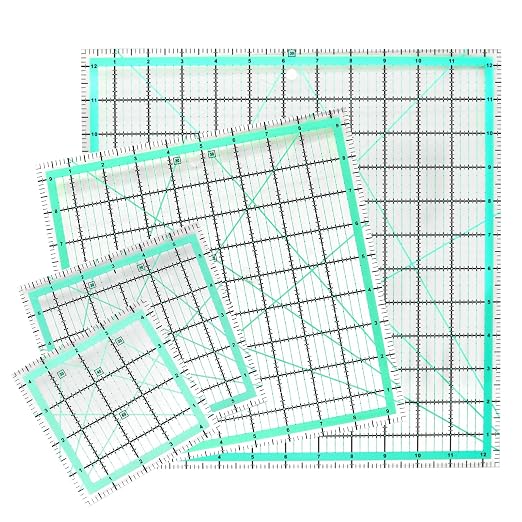 MANUFORE 4pcs Square Quilting Ruler Set Acrylic Anti-Slip Sewing Ruler by MANUFORE