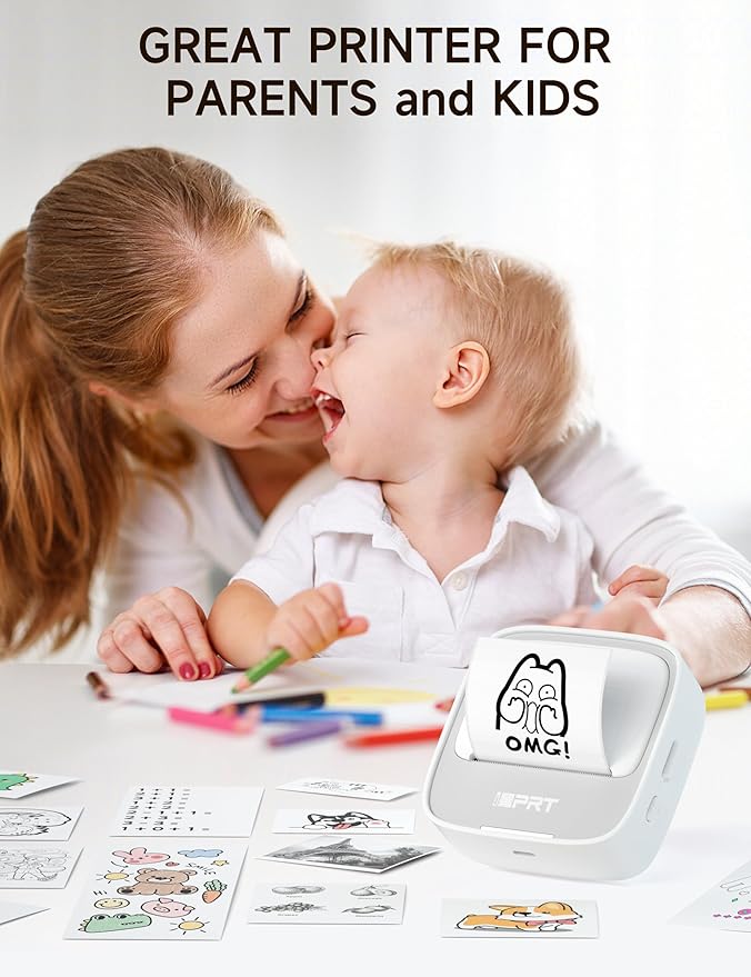 iDPRT Portable Sticker Maker Machine with 1 Roll Sticker Paper, Mini Printer Efficiently and Quickly, Thermal Printer for Study Notes, Pictures, DIY, Label, Free App with Multiple Templates, Grey-DeskLoop Office