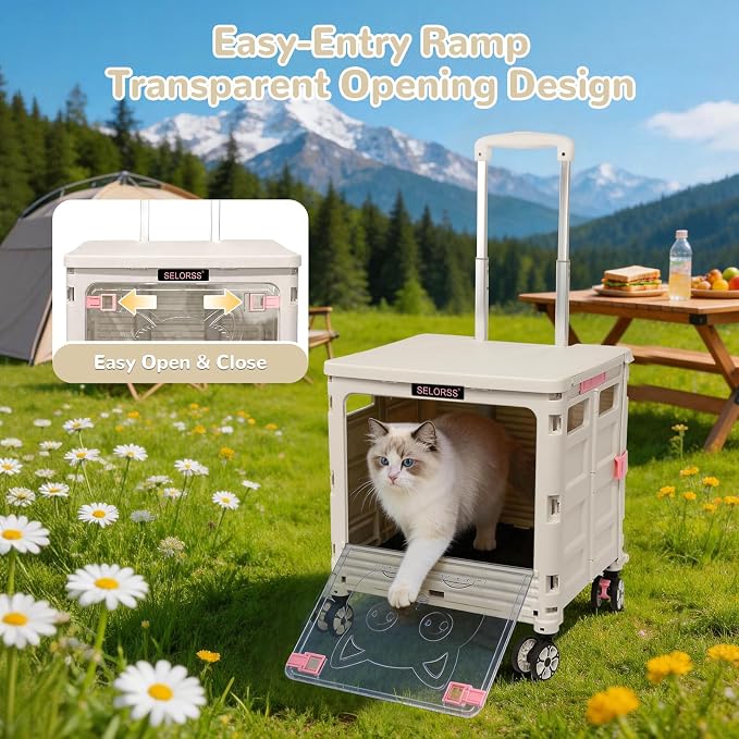 FELICON SELORSS Folding Utility Cart Portable Rolling Crate Handcart-Gray | - Image 2