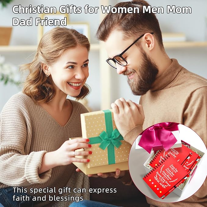 100 Pcs Bulk Christian Gifts Prayer Journal for Woman - 50 Set Religious Notepad with Christian Pen - Bible Notebook - Church Gifts for Mother's Day, Bible Study, and Family Devotions ( Red )