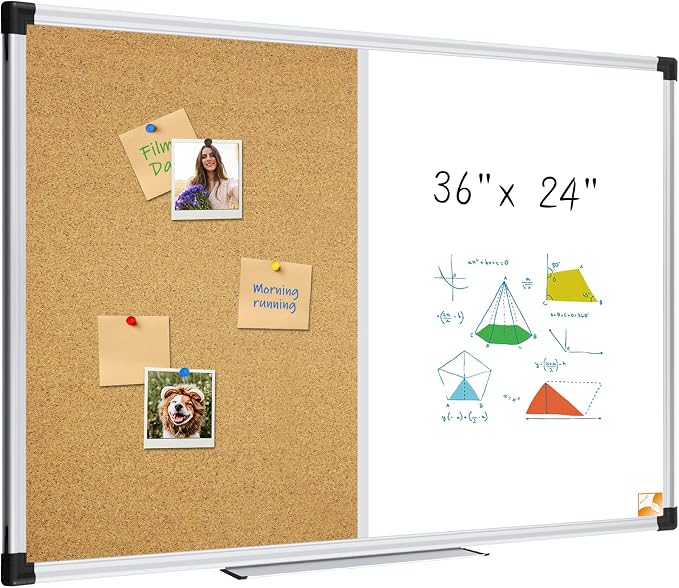 XBoard Magnetic White Board and Bulletin Corkboard Combination, 36 x 24 Inch by XBoard