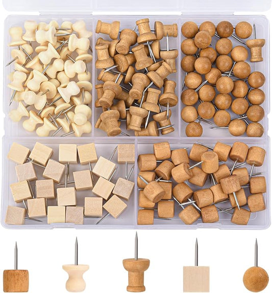 Thumb Tacks for Bulletin Boards, Wooden Push Pins by LYroo