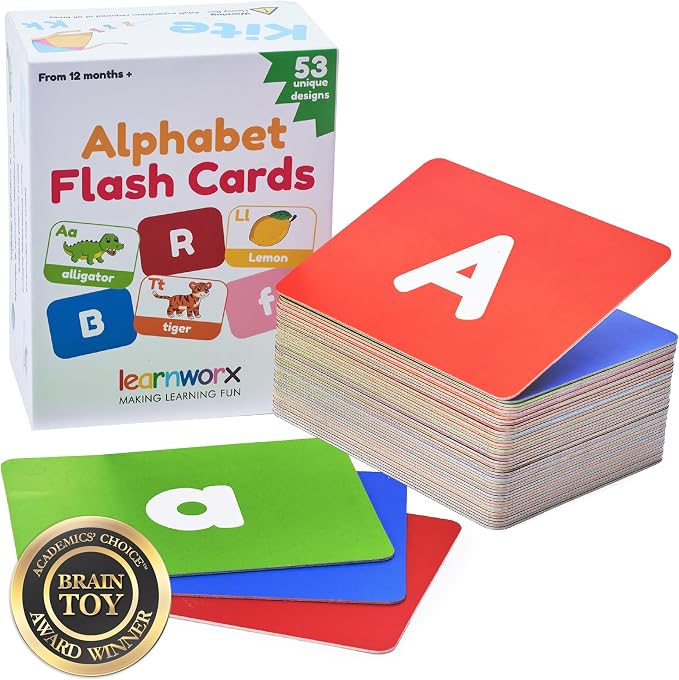 Alphabet Flash Cards for Toddlers | Award-Winning | 52 ABC Flashcards for Baby by learnworx