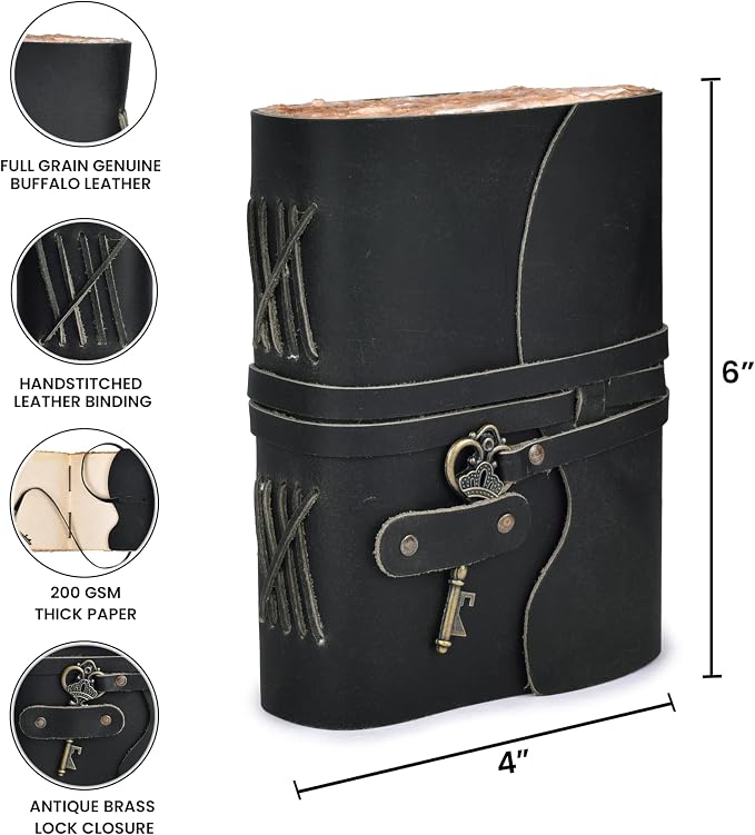 LEATHER VILLAGE Vintage Leather Journal – 200 Handmade Vintage Deckle Edge - Image 5