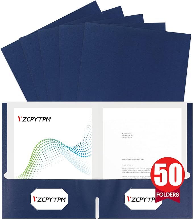 VZCPYTPM 50 Pack Navy Blue Folders by OfficeSuppliesDirect