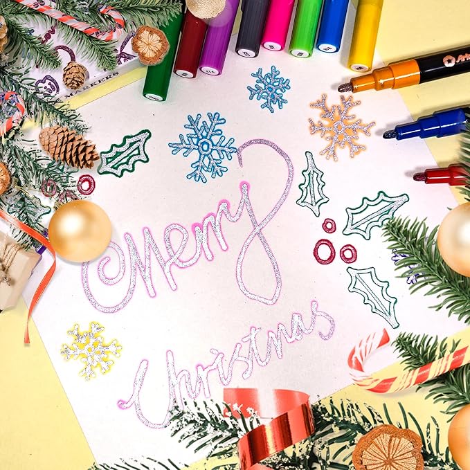 Artecho 12 Colors Self-Outline Metallic Markers, Professional Double Line - Image 6
