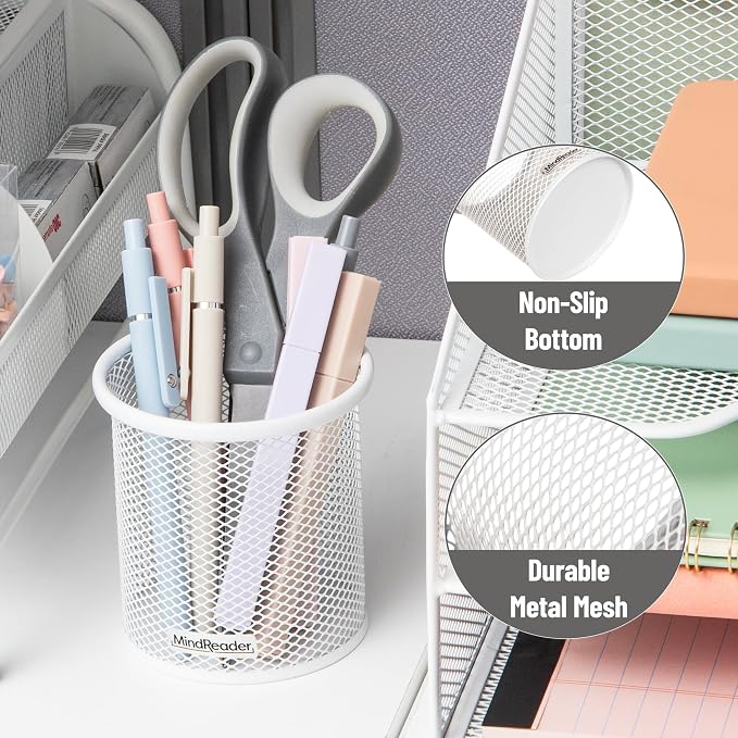 Mind Reader Pen and Accessories Holder, Desktop Organizer, Metal Mesh, 3.5"L x - Image 4