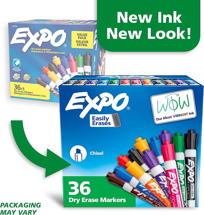 EXPO Dry Erase Markers, Low Odor Ink, Chisel Tip, Organization, Essential - Image 2