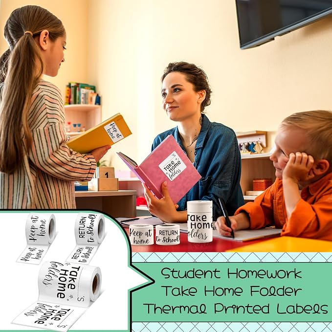 300 Pcs 3 Rolls Student Homework Folder Labels Take Home Folder Return to - Image 5