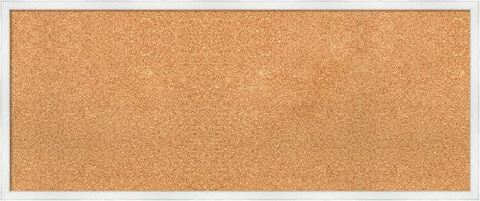 Amanti Art Natural Cork Board for Wall, 17x41 Vision Board with White Frame, Large Corkboard Office Decor for Home Organization, Country Rustic Corkboard Pinboard to Display Items for Home-DeskLoop Office