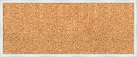 Amanti Art Natural Cork Board for Wall, 17x41 Vision Board with White Frame, Large Corkboard Office Decor for Home Organization, Country Rustic Corkboard Pinboard to Display Items for Home-DeskLoop Office
