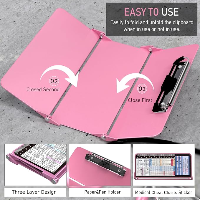 Nursing Clipboard Foldable, Foldable Clip Board w/Nursing Edition Cheat Charts - Image 5