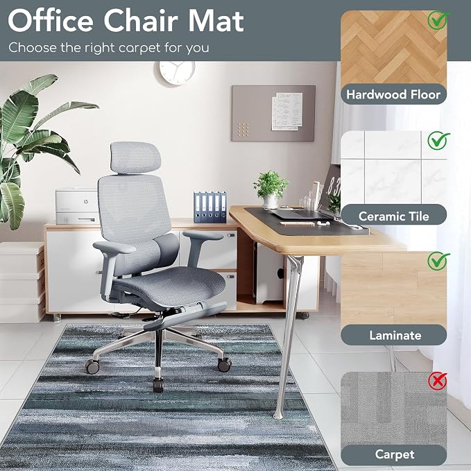 Office Chair Mat for Hardwood Floor&Tile Floor, Under Desk Rug for Rolling - Image 3