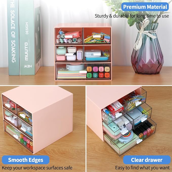 Desk Organizer with 5 Drawers, Rectangular Office Stationery Supplies Desktop - Image 7