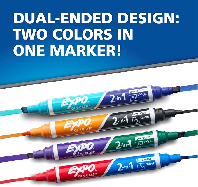 EXPO 2-in-1 Dry Erase Markers, Dual-Ended Markers, Chisel Tip - Image 9