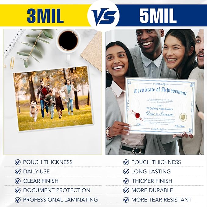 150 Pack 5 Mil Laminating Sheets, 9x11.5 Inches Thermal Laminating Pouches, for Laminator, Letter Size, Ultra Clear, Thick, Hold 8.5x11 Inches, Office School Supplies-DeskLoop Office