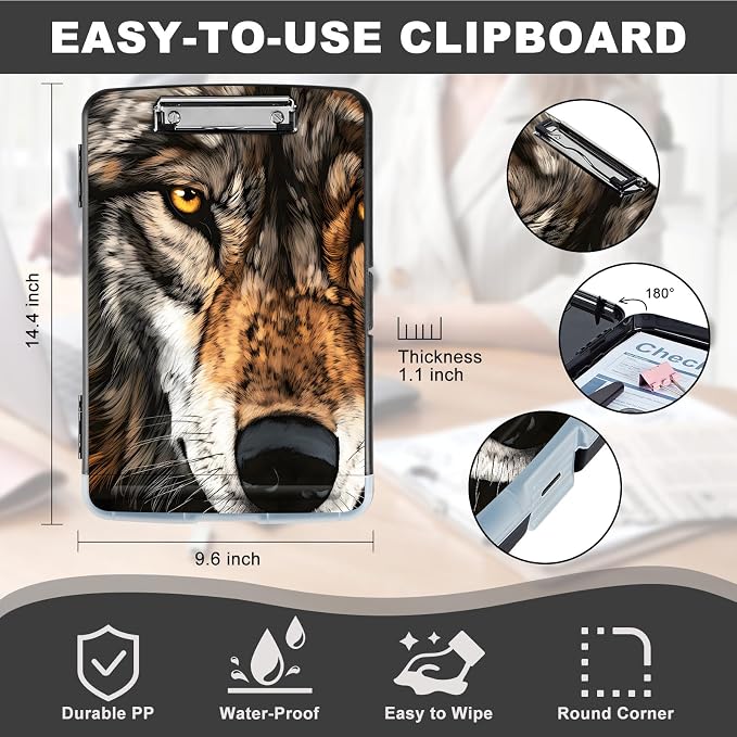 Clipboard with Storage, Heavy Duty Plastic Storage Clipboard with Low Profile - Image 2