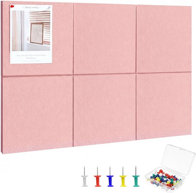 Thboxes Large Cork Board 28" x 19", 6 Pack Felt Wall Tiles by Thboxes