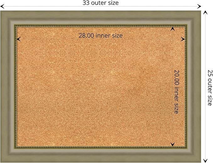 Amanti Art Natural Cork Board for Wall, 25x33 Vision Board with Silver Wood Frame, Medium Corkboard Office Decor for Home Organization, Traditional Corkboard Pinboard to display items for home-DeskLoop Office