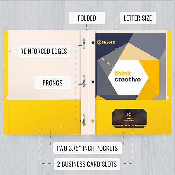 Better Office Products Yellow Paper 2 Pocket Folders - Image 3