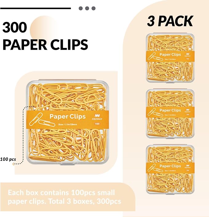 NEEWAY Small Paper Clips, 1.1 Inch Vinly Coated Colored Paperclips, 3 Pack of - Image 3